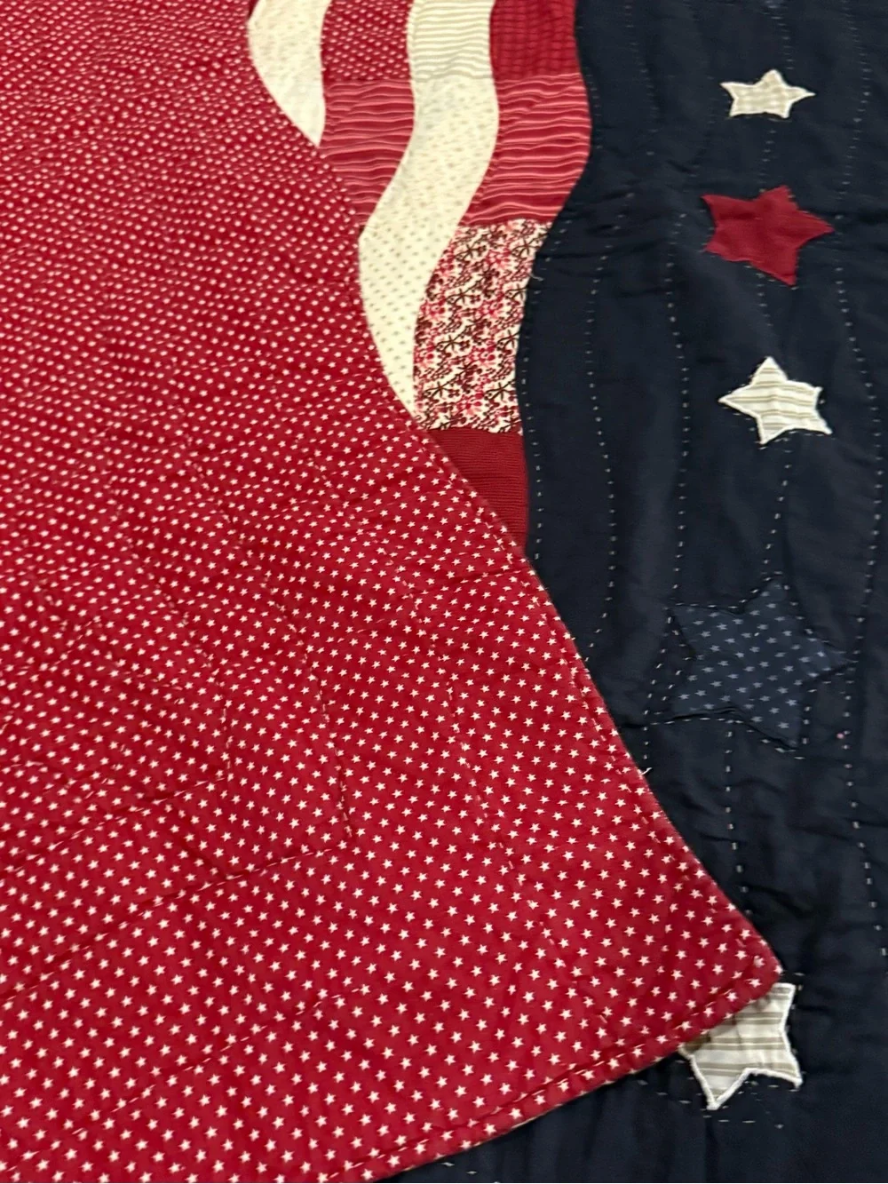 Patriotic Star & Stripe Quilted Throw - Red, White, Navy